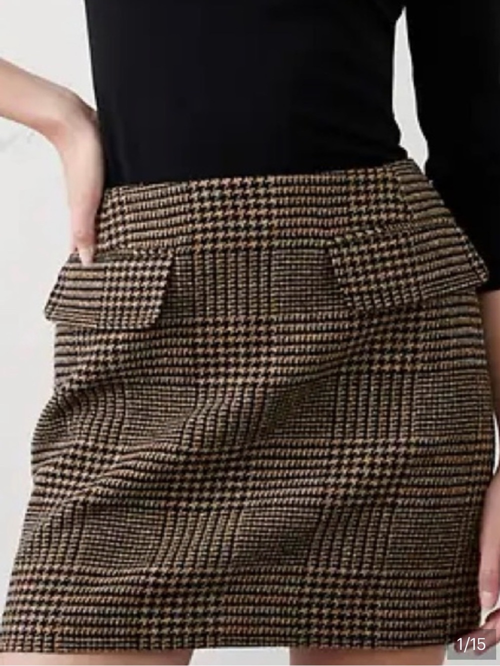 NWOT Banana Republic Houndstooth Wool Mini Skirt black brown 6